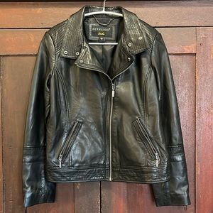 NWOT Bernardo Faux Leather Moto Jacket, Black Size Medium